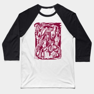 Abstract Wave of Thoughts No 4 Burgundy Baseball T-Shirt